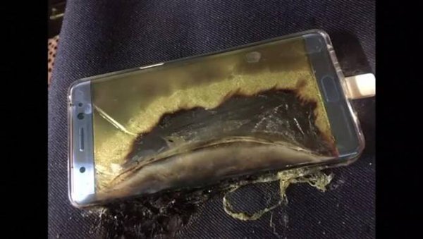 Samsung Galaxy Note 7 quemado.
