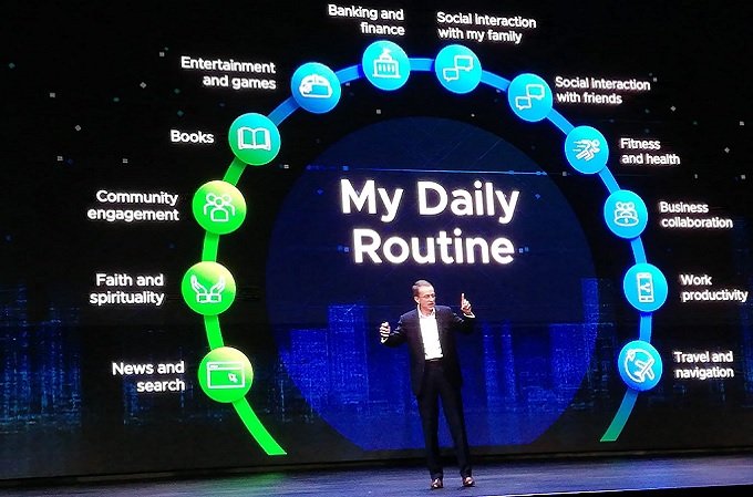 El CEO de VMware, Pat Gelsinger, en su intervención durante el VMworld 2019 que se celebra en Barcelona