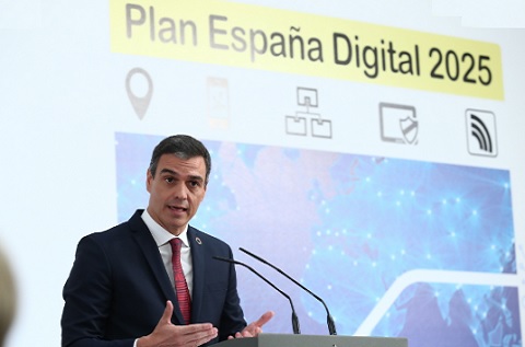 Pedro Sánchez, presidente del Gobierno, en la presentación del plan.