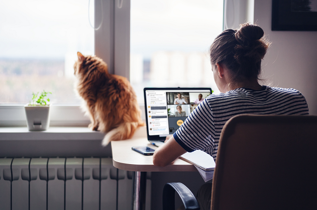 Una persona trabaja desde casa.