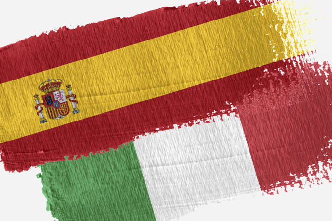 banderas España e Italia