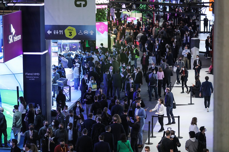 Pasillos del MWC 2022 de Barcelona.